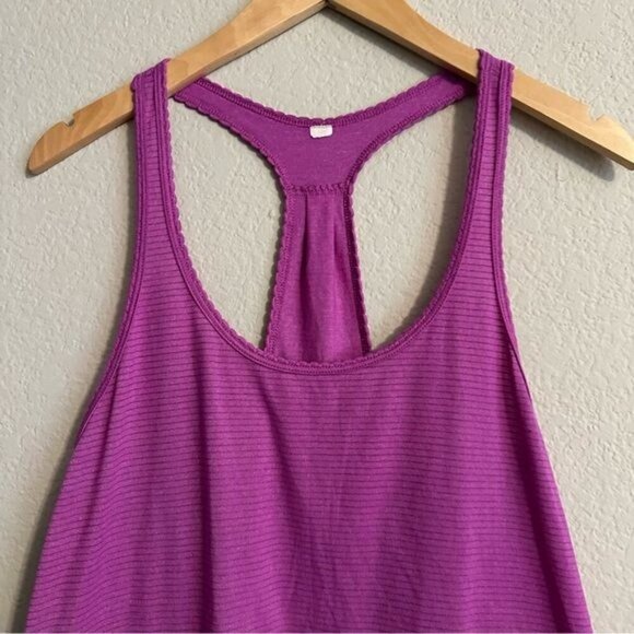 Lululemon 105 F Singlet Tank Top Raspberry Heathered Ultra Violet Pink Stripe 6 - Picture 5 of 8